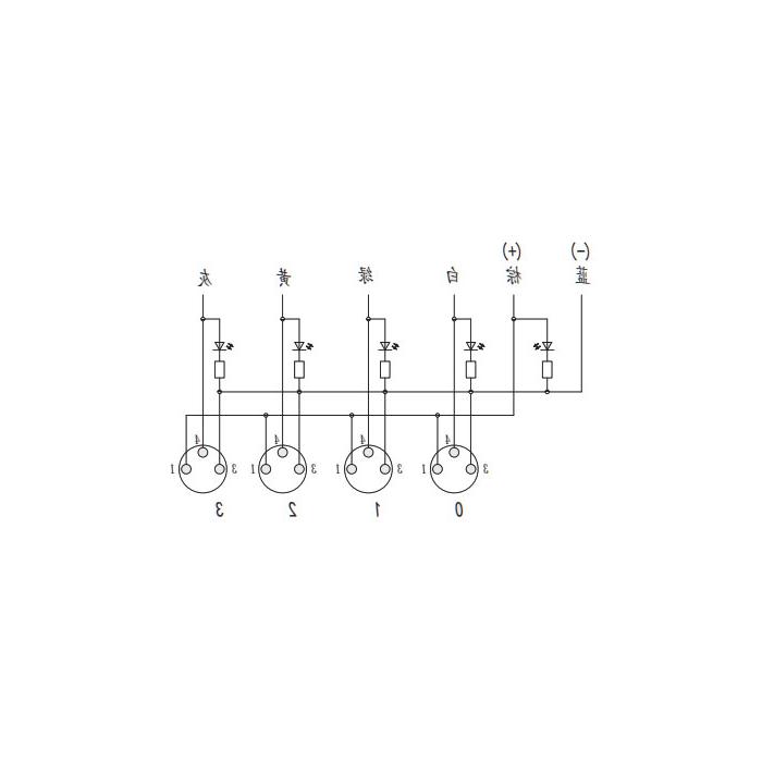 M8分线盒、单通道、PNP、4端口一体式、带LED、PUR柔性电缆、黑色护套、23P401-XXX